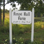 Forrest Hall Farm's sign welcomes you.